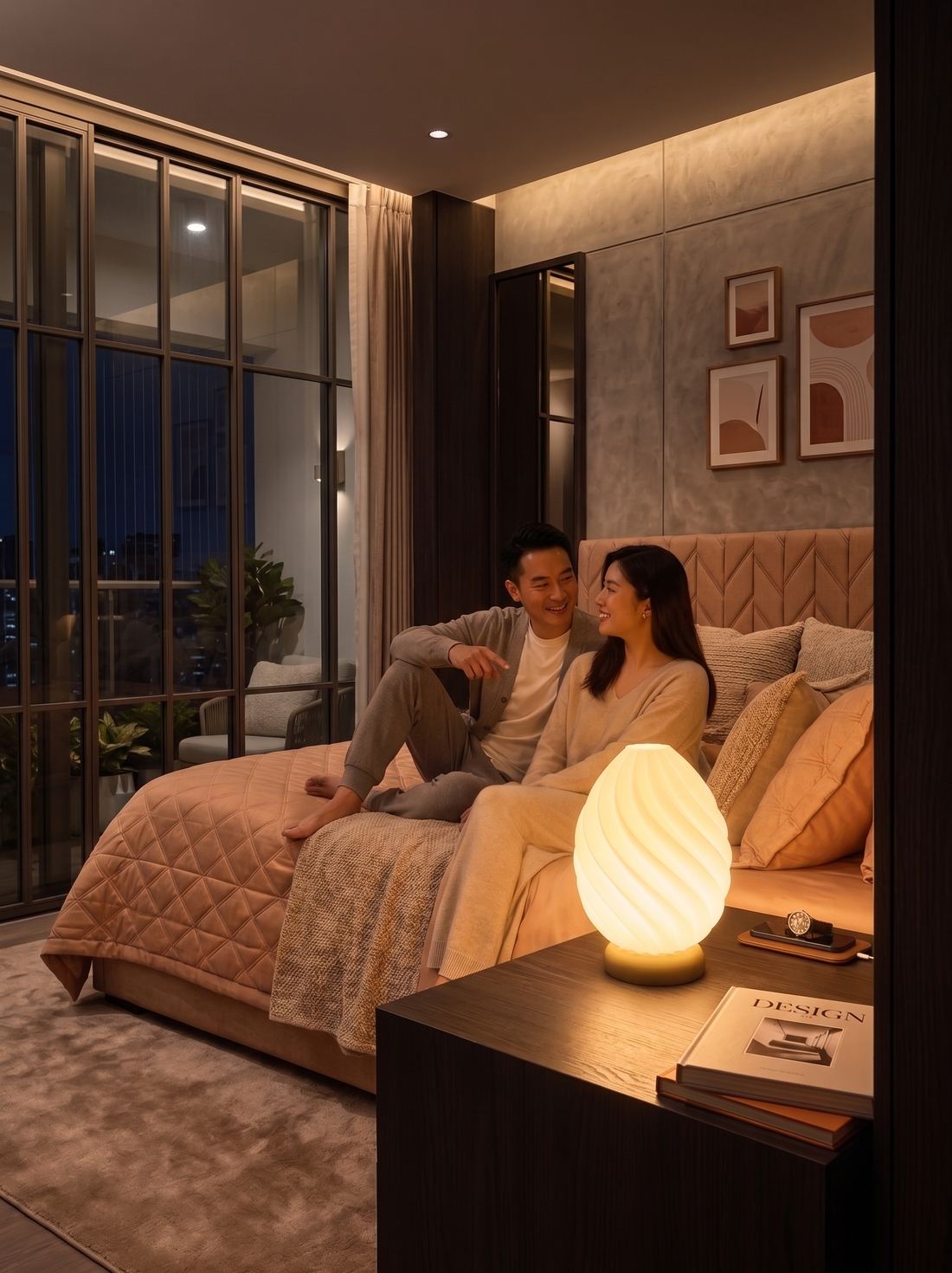 Seedlume Blossom lamp in a cozy bedroom