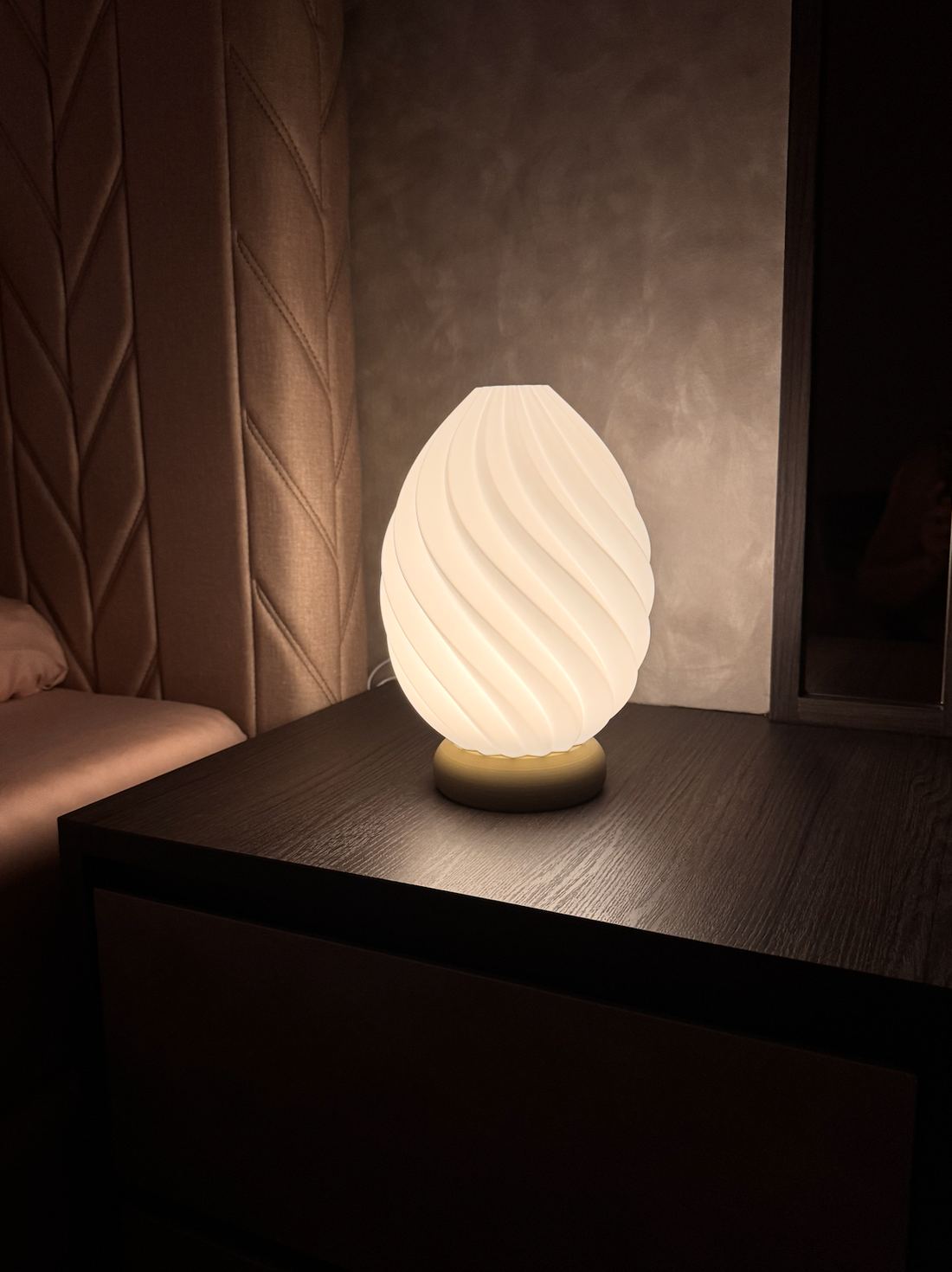 Seedlume Blossom lamp glowing at night