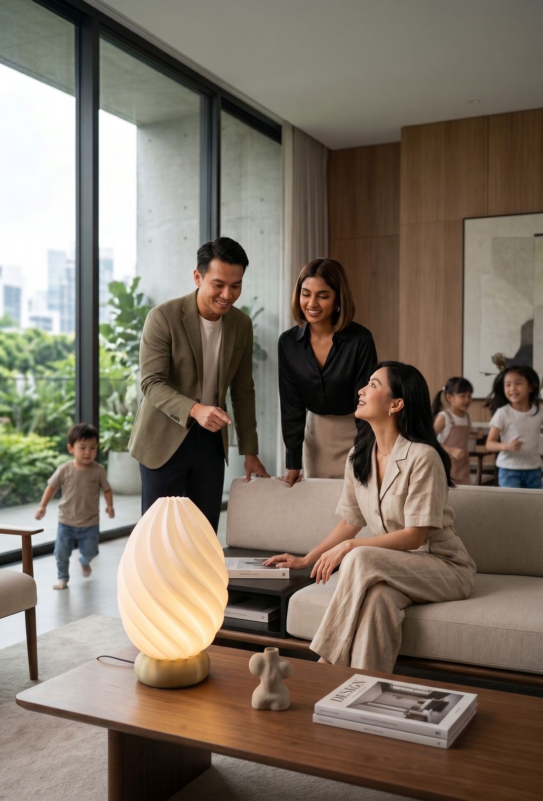 Seedlume Blossom lamp in a modern living room